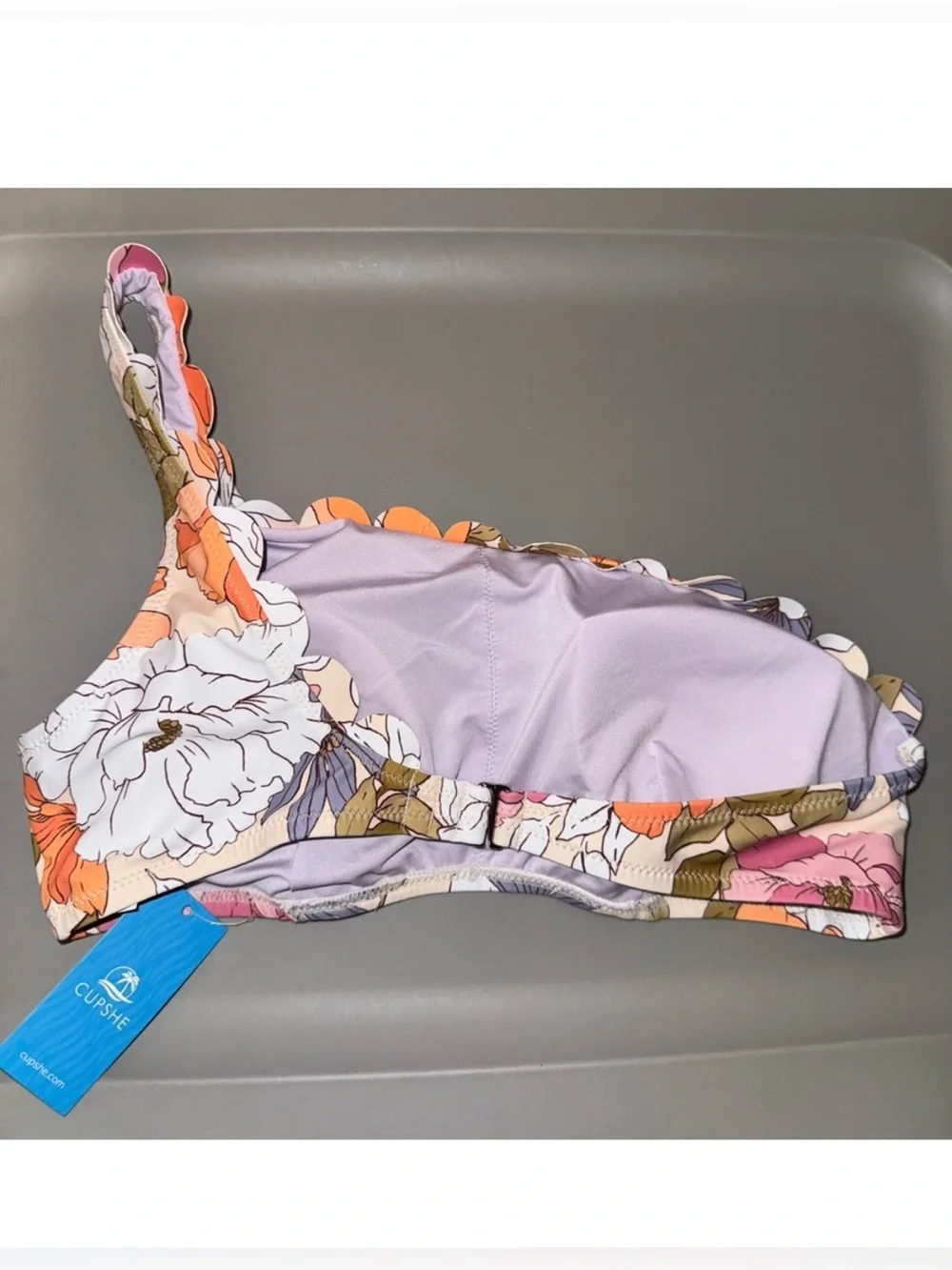 Cupshe Hazy Tenderness Flower One Shoulder Top Hipster Bikini Set M/S NWT!